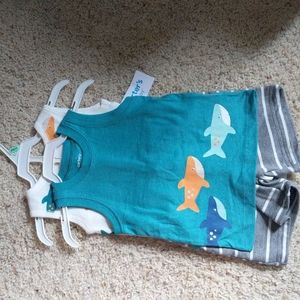 Brand New tank top shark themed set with shorts size 18months